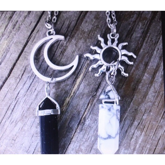 2 Healing Protecting Sun Moon Crystal Pendants Necklace Car Hanger Pendulum NWT - Picture 1 of 7